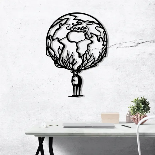 Decoratiune de perete, Confused, metal, 44 x 60 cm, negru