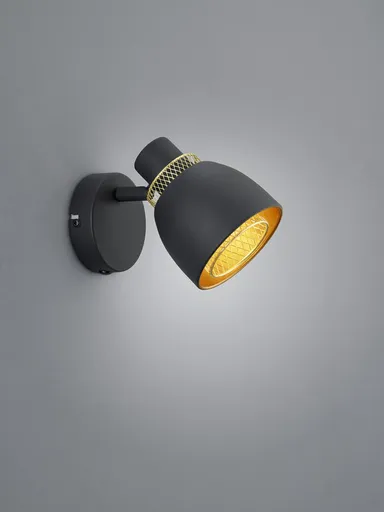 Aplica de perete Punch, RL, 10x17x14 cm, 10W, 1x E14, metal, negru mat