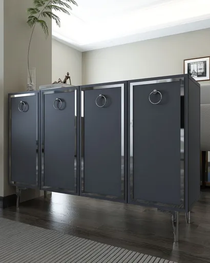 Consola, Hanah Home, 8162KM-1, 120x75x29.6 cm, PAL , Antracit / Argintiu