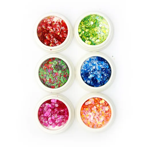 Decor Unghii, Paiete rotunde, Set 6 Culori
