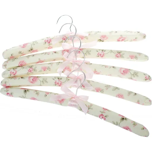 Set de 5 umerașe textile Flori, roz, roz