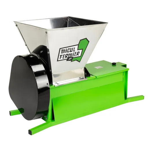 Zdrobitor struguri cu desciorchinator electric, 0.55kW, cuva 30L, capacitate maxima de productie 1000 Kg/h, Micul Fermier