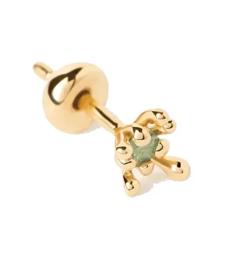 PDPAOLA Cercel single placat cu aur Green Fleur Colors PG01-320-U