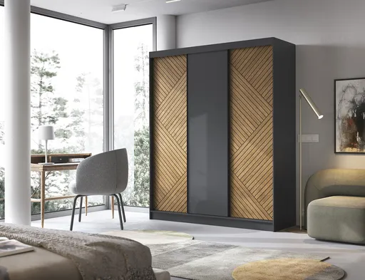 Dulap pentru haine ELTAP, Marrphy III, 180x60x220 cm, MDF/ABS, negru/maro