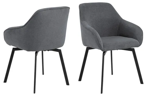 Scaun Clara, Actona, 58.5x55.5x83.5 cm, rotativ, tesatura structurata/otel, antracit