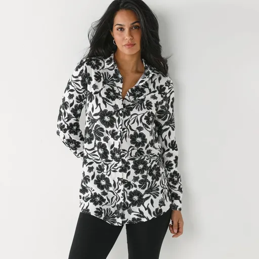 Cămașă cu imprimeu floral în două tonuri