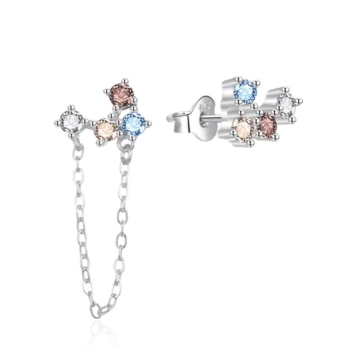 Agato Cercei asimetrici din argint cu zircon AGT-E106PC