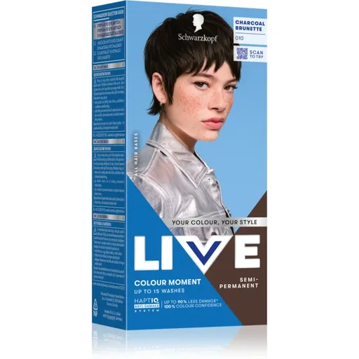 Schwarzkopf LIVE Colour Moment vopsea de păr semipermanentă culoare 010 Charcoal Brunette 50 ml