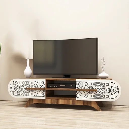 Comoda TV, Hanah Home, Defne, 145x37x37 cm, Maro/Crem