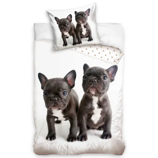 Lenjerie de pat din bumbac Buldogi, 140 x 200 cm, 70 x 90 cm
