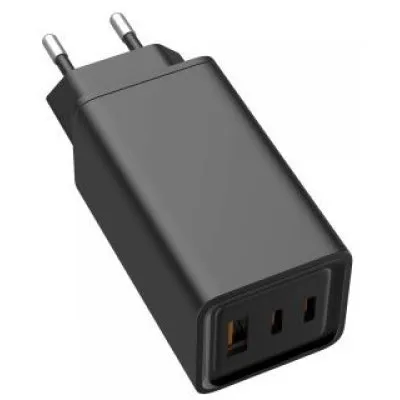 Incarcator de la Retea 220V la 3x USB FastCharge: USB-A + 2x USB tip C PD 65W Negru, Golf GF-U65 (Alimentator)