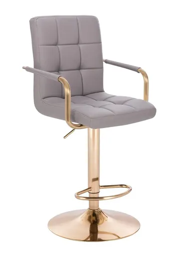 Scaun Make-Up Leopold cu Baza Aurie, Reglabil pe Inaltime, Piele Ecologica