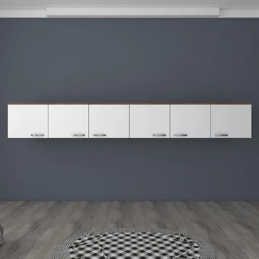 Dulap de perete, Hanah Home, BA132, 243x45x48.3 cm, Nuc/Alb