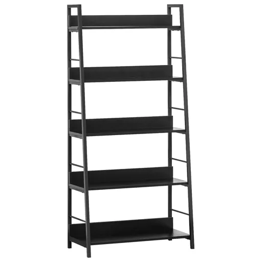 HOMCOM Bibliotecă poliță de depozitare Stil Industrial înclinat 5 Nivele 70L x 35l x 150H cm Negru | Aosom Romania