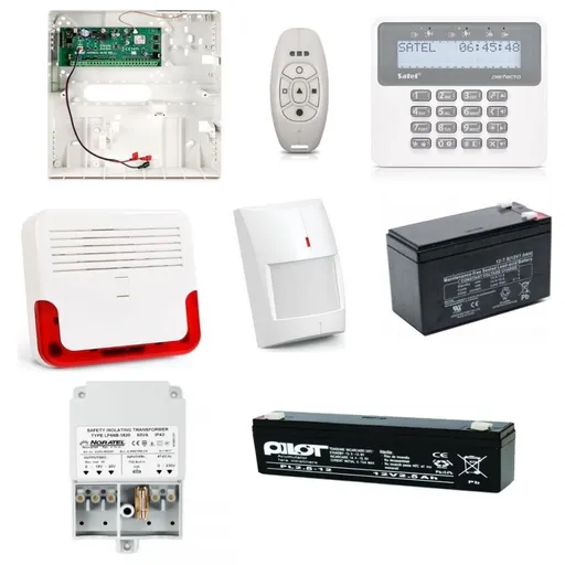 Kit alarma wireless Satel cu tastatura wireless, detector de miscare wireless si sirena wireless