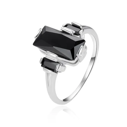 Agato Inel din argint cu zircon negru AGT-R24BK 58 mm