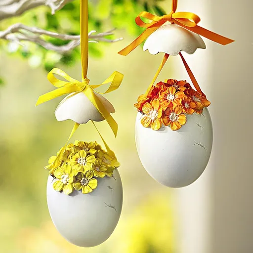 Decorațiune suspendată Ou floral, set 2 bucăți