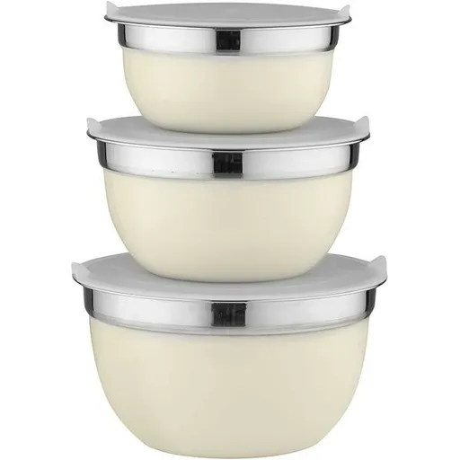 Florina Set de 3 boluri din oțel inoxidabil cucapace, crem, crem deschis