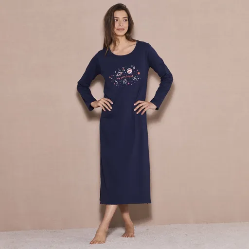 Cămașă de noapte cu mânecă lungă și imprimeu galaxie