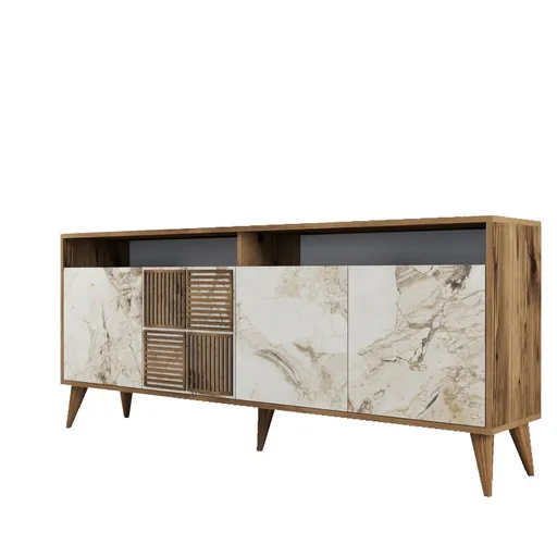 Dulap Milan 2 Walnut and White Marble, bej deschis