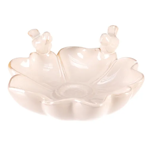 Adăpătoare pentru păsări Floare, albă, 25 x 26 x11 cm