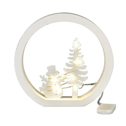 Decorație LED de Crăciun Om de zăpadă, diametru 15cm, alb cald