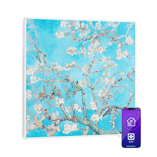 Klarstein Wonderwall Air Art Smart, încălzitor cu infraroșu, 60 x 60 cm, 350 W, aplicație, floarea de migdale