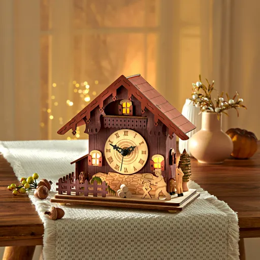 Ceas LED Casă din lemn