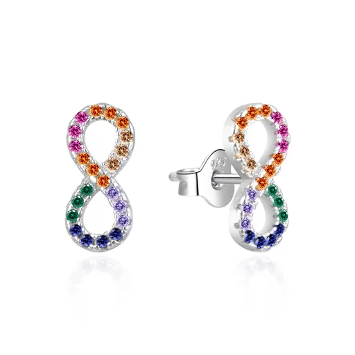 Agato Cercei jucăuși din argint Infinit cu zirconii colorate AGT-E229PC
