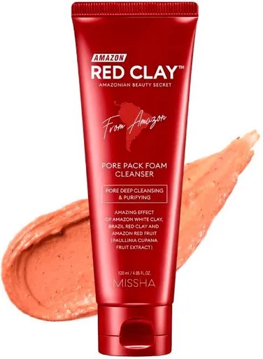 Missha Spumă de curățare cu argilă Amazon Red Clay™ (Pore Pack Foam Cleanser) 120 ml