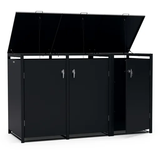 Blumfeldt BinSafe, coș de gunoi, 3 coșuri de gunoi, 240 l, cu încuietoare, din oțel galvanizat rezistent la intemperii