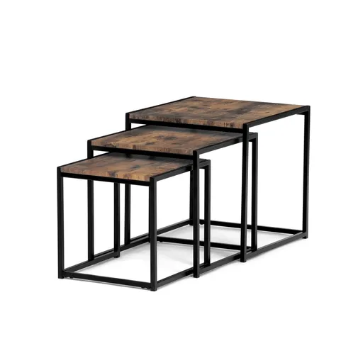 Set de măsuțe de conferință, lemn vechi, 3 buc., maro închis