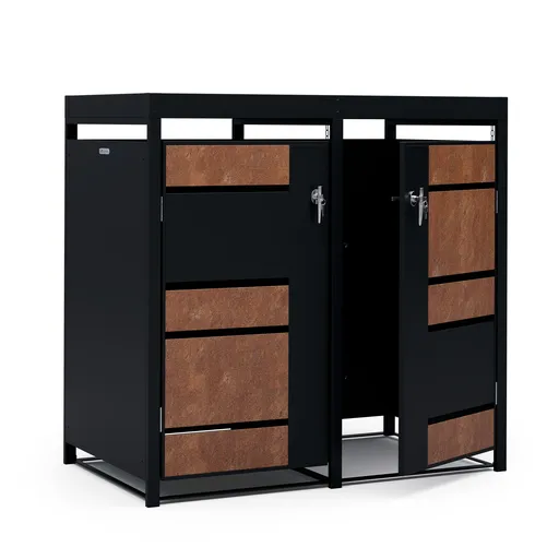 Blumfeldt BinSafe, coș de gunoi, 2 coșuri de gunoi, 240 l, cu încuietoare, din oțel galvanizat rezistent la intemperii, acoperiș