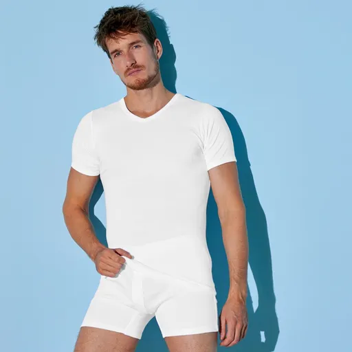 Set de 6 maiouri albe cu decolteu în V