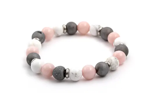 Agato Brățară cu mărgele din jad si howlit MINK34 / 17