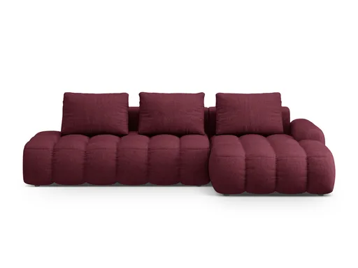 Coltar extensibil dreapta 3 locuri, Linz, Cosmopolitan Design, 275x142x84 cm, cotiera stanga, tesatura structurata, bordo