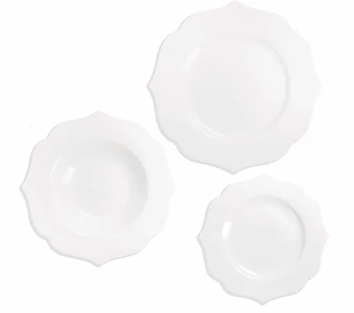 Serviciu de masa 18 piese, Queen, Brandani, portelan New Bone China, alb