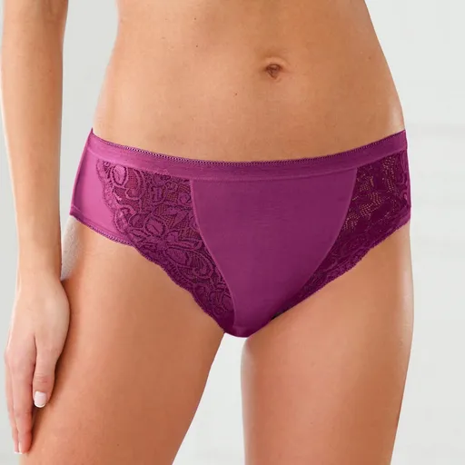 Set de 3 chiloți midi din bumbac elastic cu dantelă