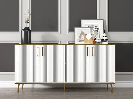 Consola, Hanah Home, Poly, 150x75x36 cm, PAL, Alb