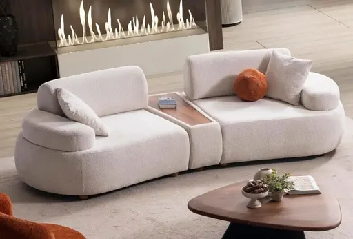 Set mobilier living, Atelier del Sofa, 752EST2101, Frame: 70% HORNBEAM/30% MELAMINE COATED CHIPBOARD, Crem