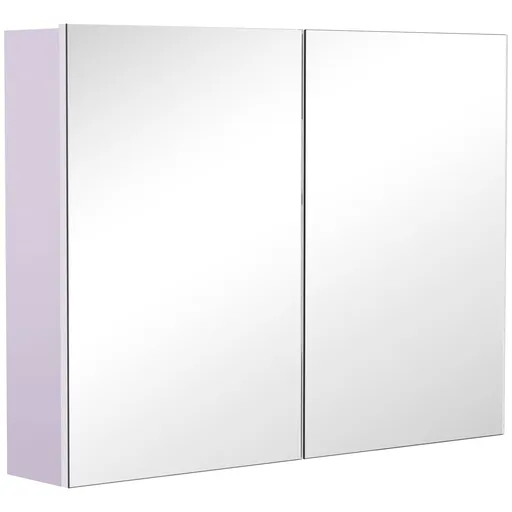HOMCOM Dulapior de Baie cu Oglinda si 3 Rafturi din MDF Violet 80 x 60 x 15cm | Aosom Romania