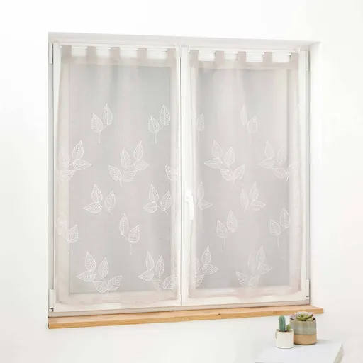 pereche de perdele drepte cu broderie cu frunze