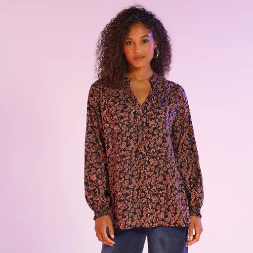 Bluză din voal cu imprimeu floral