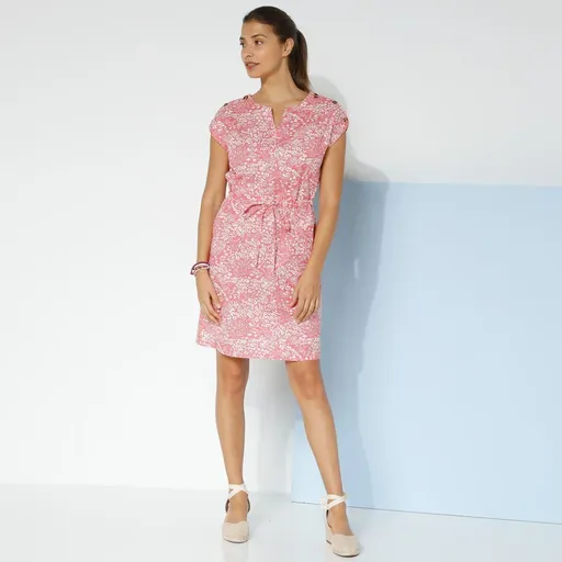 Rochie cu imprimeu și nasturi pe umeri