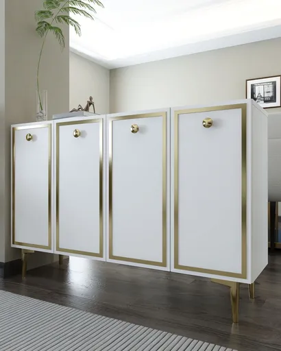 Consola, Hanah Home, 8161KM-1, 120x75x29.6 cm, PAL , Alb/Auriu