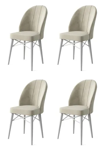 Set scaune 4 piese, Hanah Home, Ritim, Crem/Alb