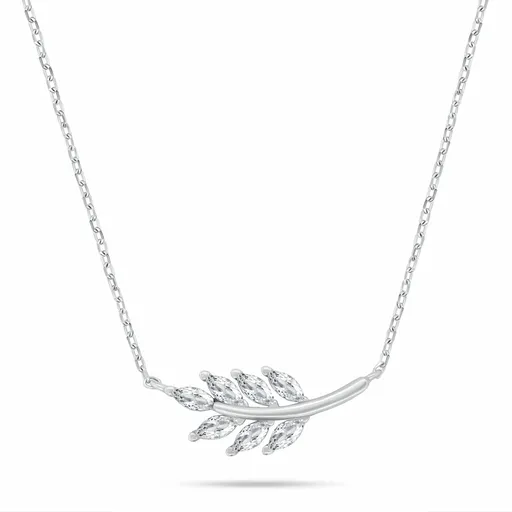 Brilio Silver Colier fin din argint cu pietre de zirconiu cubic Frunze NCL205W