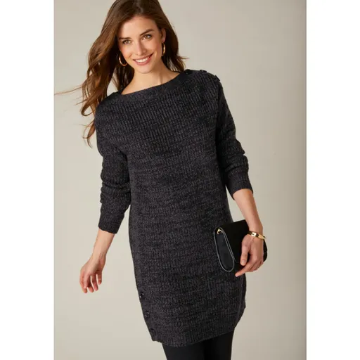 Pulover tunică cu nasturi, mohair touch