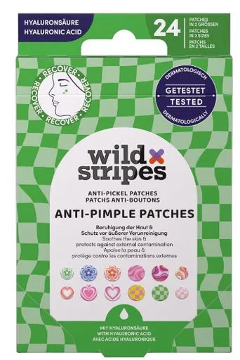 Wild Stripes Plasturi hidrocoloizi pentru acnee cu acid hialuronic Groovy Protect (Anti-Pimple Patches) 24 bucăți