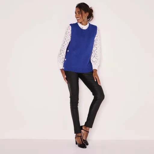 Pulover vestă cu nasturi pe lateral